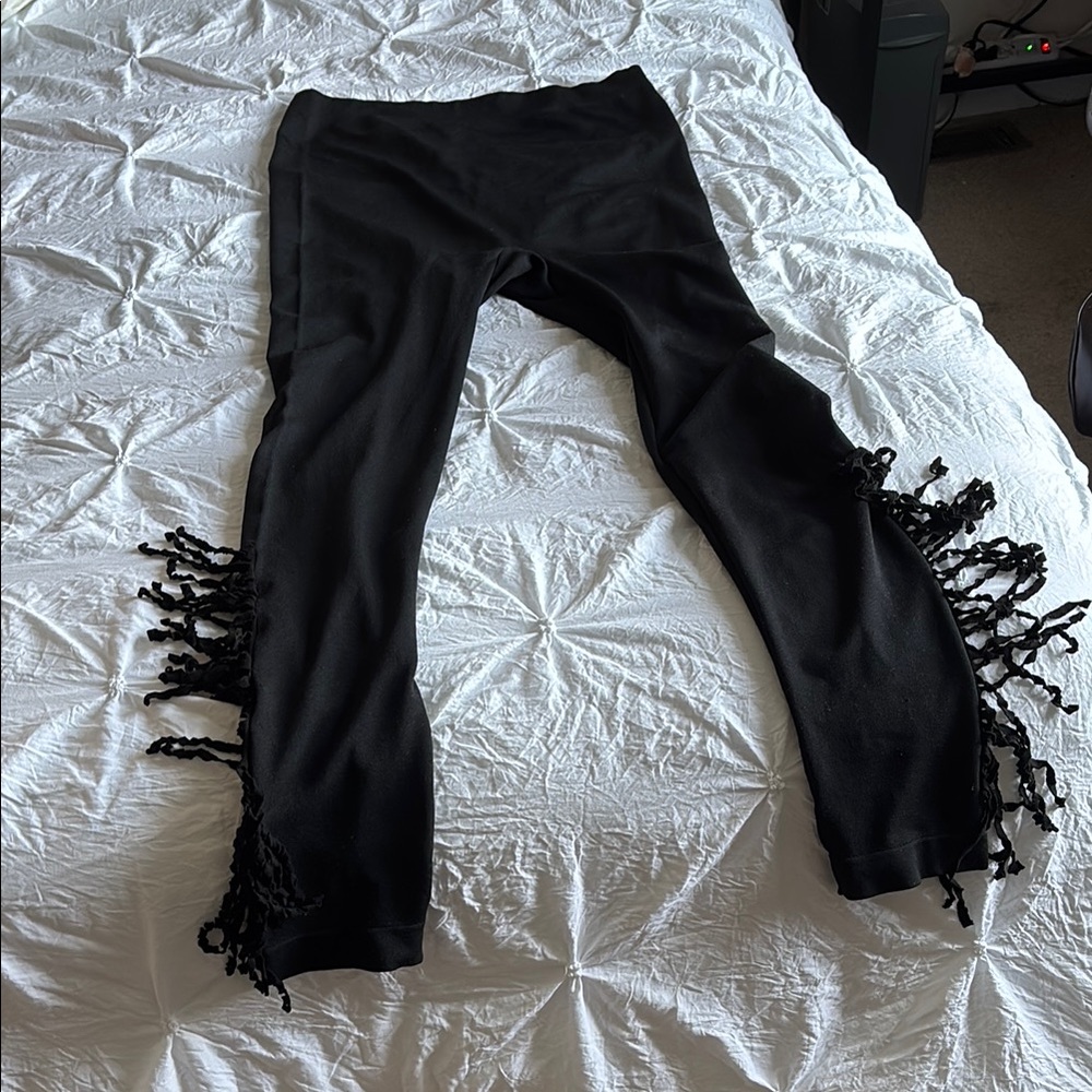 Black Fringe Leggings by Lane Bryant